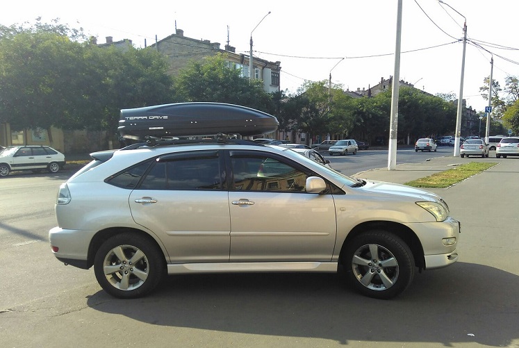 Багажник CarStyle Rails AeroStyle и бокс Terra Drive-480 (черный) на Lexus RX 350