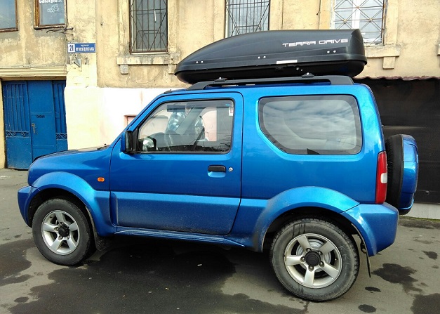 Багажник Aguri Prestige Black и бокс Terra Drive-440 (черный) на Suzuki Jimny