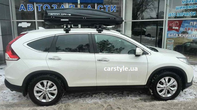 Багажник Thule-754 WingBar и бокс Terra Drive-480 (черный) на Honda CR-V