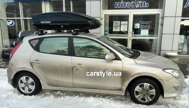 Багажник Amos C-15 Wind Plus и бокс WTR-480 (черный) на Hyundai i30
