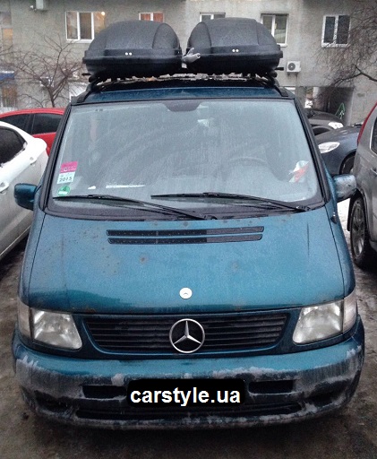 Багажник Amos Nowy Stl и боксы Terra Drive-480 (черный) на Mercedes Vito