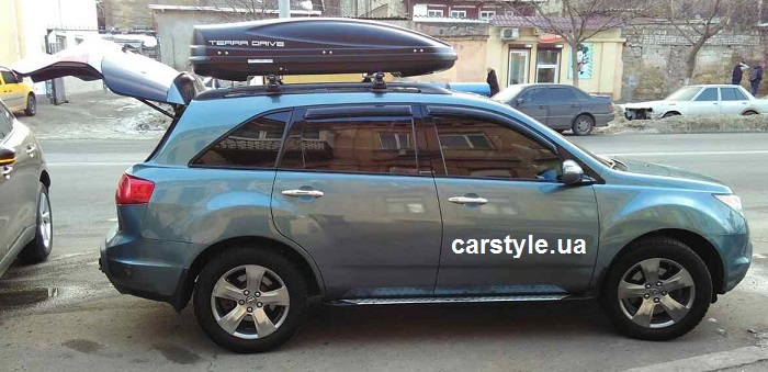 Багажник CarStyle Rails Aero и бокс Terra Drive-480 (черный) на Acura MDX