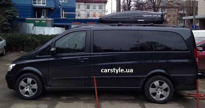 Багажник Aguri Prestige и бокс Terra Drive-480 (черный) на Mercedes Viano